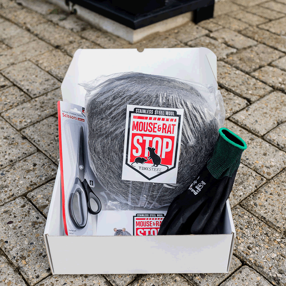 Mouse & Rat STOP - Stålull 1 kg samt sax och handskar - Bild 2